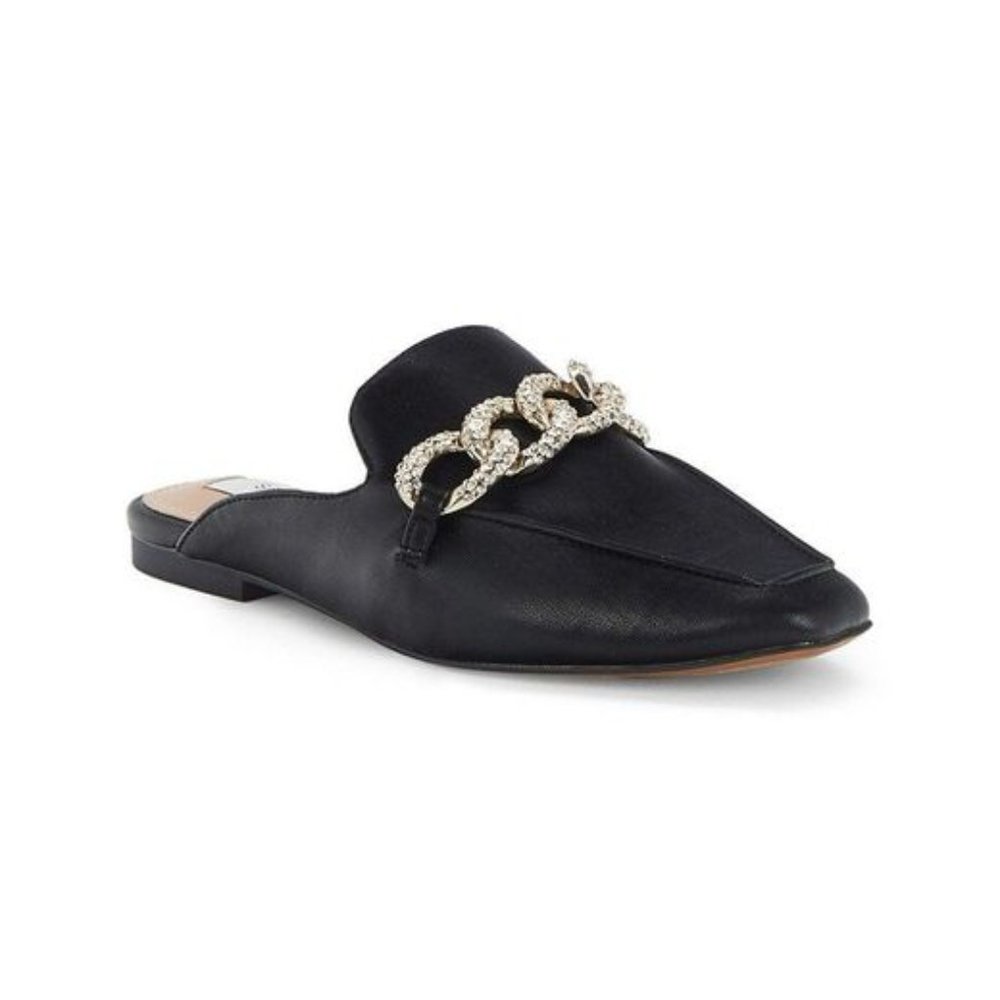 Steven by Steve Madden Women's Black Rhinestone-embellished Chain Mules